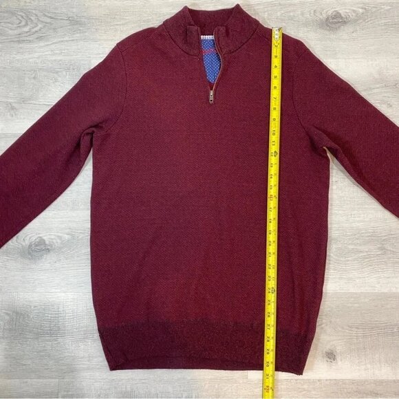 Robert Graham Men's XL Pullover 1/4 Zip Knit Burgundy Sweater - Picture 12 of 16